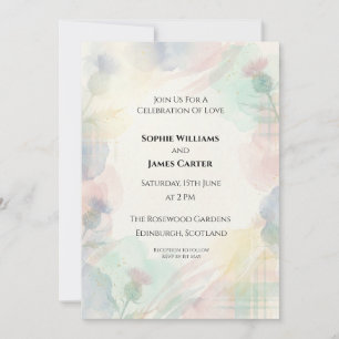 Pastel Rainbow Watercolour Wedding Invitation