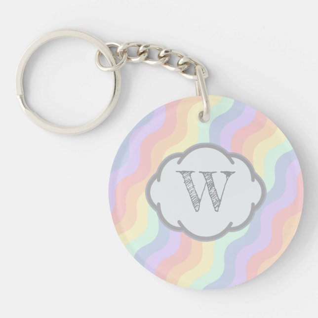 Pastel Rainbow Waves Acrylic Keychain (Front)
