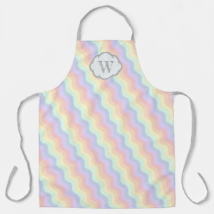 Pastel Rainbow Waves All-Over Print Apron