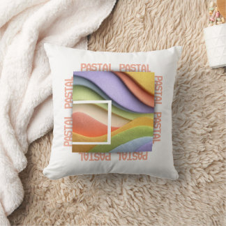 Pastel Rainbow Waves Art Throw Pillow