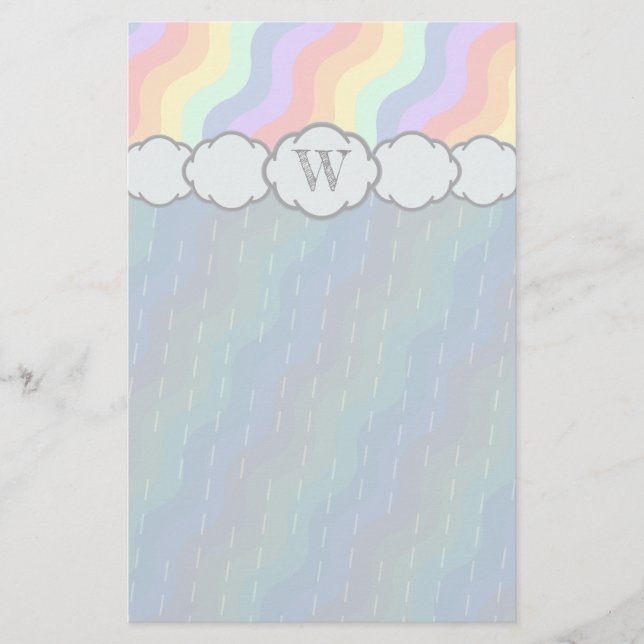 Pastel Rainbow Waves Stationery (Front)