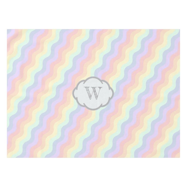 Pastel Rainbow Waves Tablecloth (Front (Horizontal))