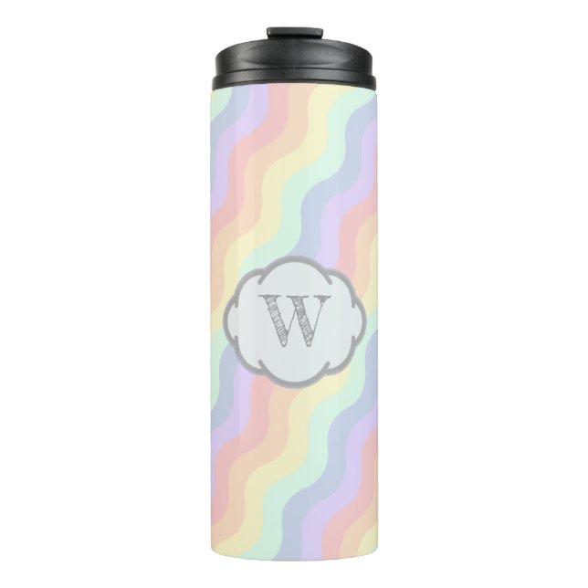 Pastel Rainbow Waves Thermal Tumbler (Front)