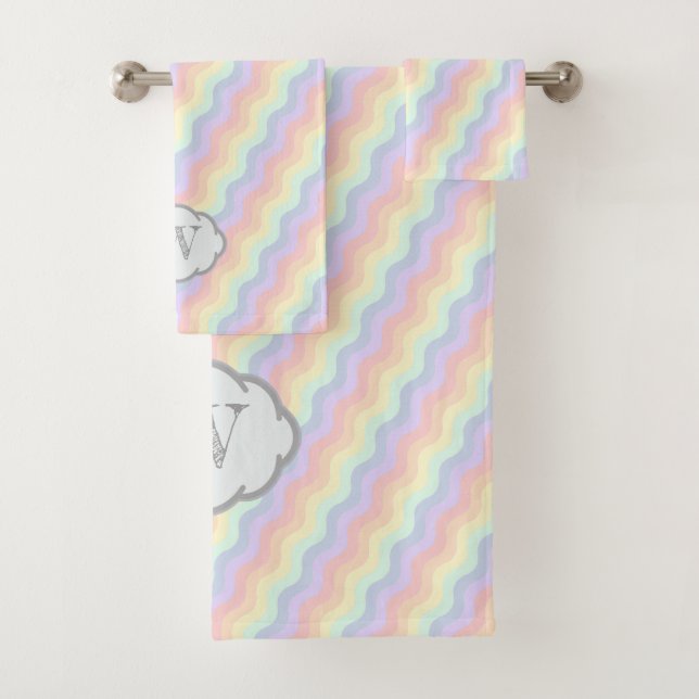 Pastel Rainbow Waves Towel Set (Insitu)