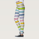 Pastel Rainbow, White and Black Stripes Leggings<br><div class="desc">Abstract digital art of alternating pastel coloured and white stripes with thinner black stripes</div>