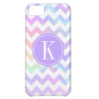 Pastel Rainbow White Chevron Custom Monogram