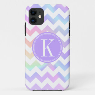 Pastel Rainbow White Chevron Custom Monogram iPhone 11 Case