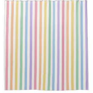 Pastel Rainbow Wide Vertical Stripe Shower Curtain