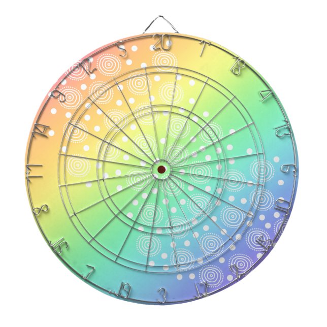 Pastel Rainbow with Circles Dartboard (Front)