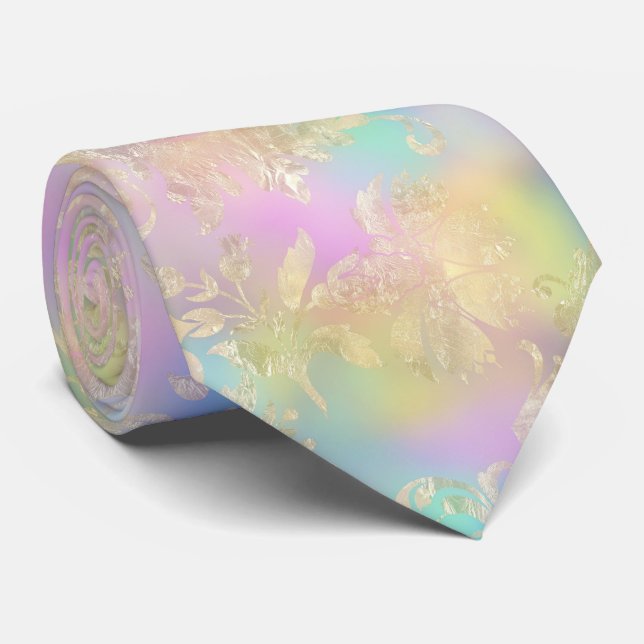 Pastel Rainbow  with Gold Flourish Tie (Rolled)