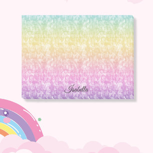 Pastel Rainbow with Name In Script Personalised Post-it Notes