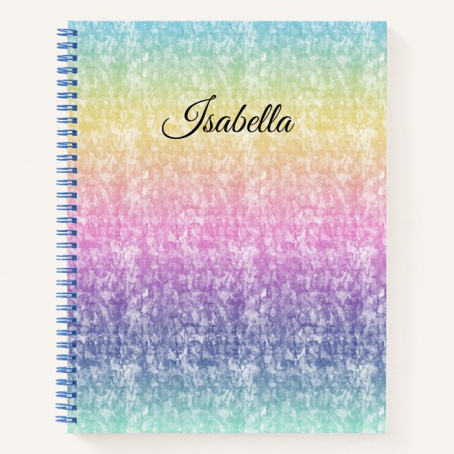 Pastel Rainbow with Script Name or Your Text  Notebook (Front)