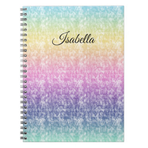 Pastel Rainbow with Script Name or Your Text Notebook
