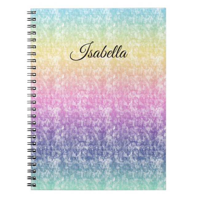Pastel Rainbow with Script Name or Your Text Notebook (Front)