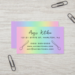 Pastel Rainbow with Spoons Business Cards