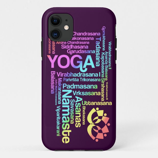 Pastel Rainbow Yoga Positions in Sanskrit Case-Mate iPhone Case (Back)
