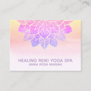 *~* Pastel Rainbow Yoga Spiritual Reiki Mandala Business Card