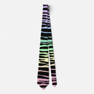 Pastel Rainbow 🦓 Zebra Stripes Tie