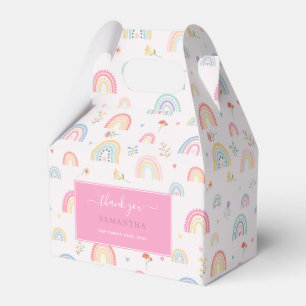 Pastel Rainbows Girly Wildflowers & Hearts Favour Box