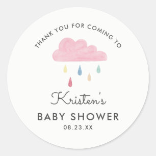 Pastel Raindrops Cloud Baby Shower Thank You Favou Classic Round Sticker