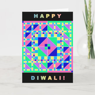 Pastel Rangoli w/ Black Border Diwali Card