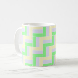Pastel Rectangles Pattern White Dashed Lines Coffee Mug