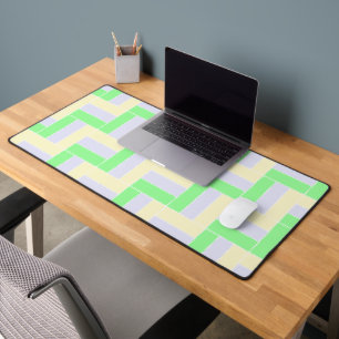 Pastel Rectangles Pattern White Dashed Lines Desk Mat