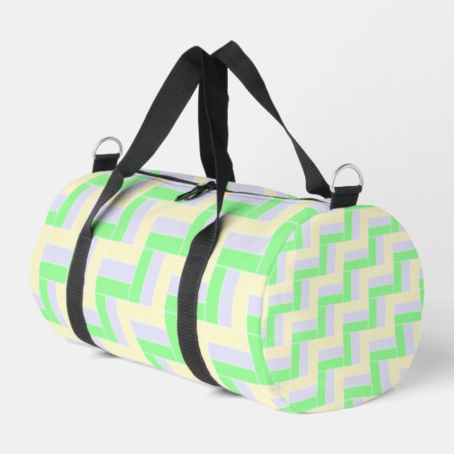 Pastel Rectangles Pattern White Dashed Lines Duffle Bag (Left Corner)
