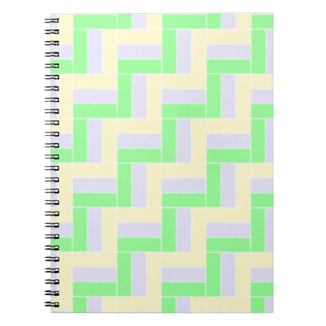 Pastel Rectangles Pattern White Dashed Lines Notebook (Front)