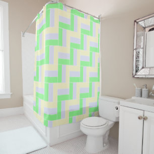 Pastel Rectangles Pattern White Dashed Lines Shower Curtain