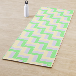 Pastel Rectangles Pattern White Dashed Lines Yoga Mat