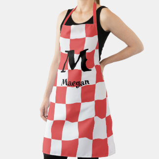 Pastel Red Checkered Pattern Background Apron