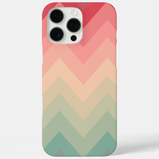 Pastel Red Pink Turquoise Ombre Chevron Pattern Case-Mate iPhone Case (Back)