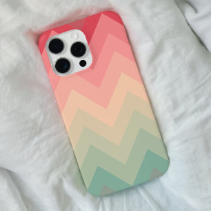 Pastel Red Pink Turquoise Ombre Chevron Pattern iPhone 16 Pro Max Case