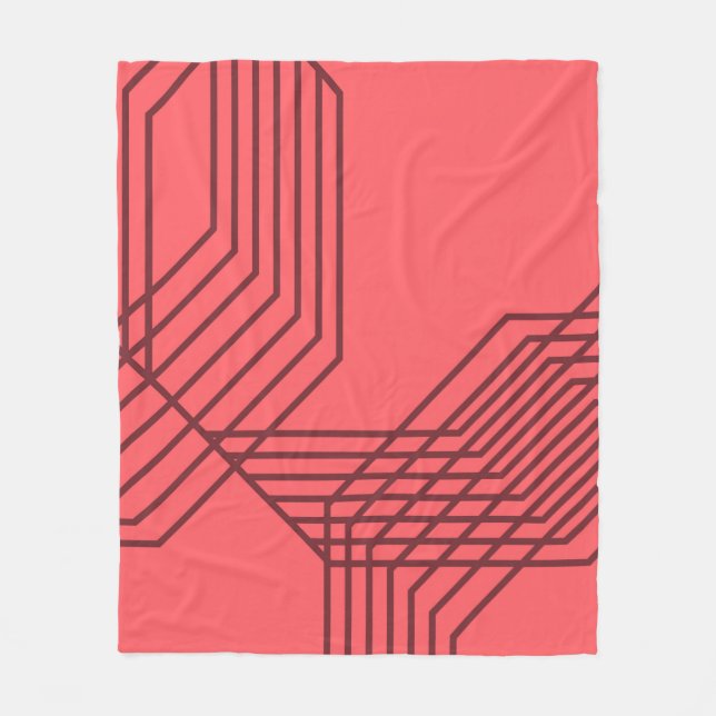 Pastel Red, simple, modern, geometric design Fleece Blanket (Front)