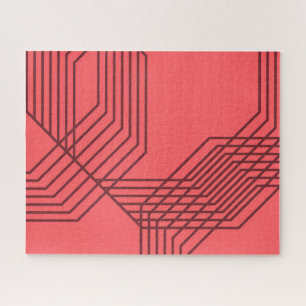 Pastel Red, simple, modern, geometric design Jigsaw Puzzle