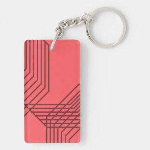 Pastel Red, simple, modern, geometric design Key Ring