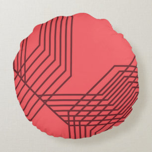 Pastel Red, simple, modern, geometric design Round Cushion