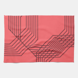 Pastel Red, simple, modern, geometric design Tea Towel