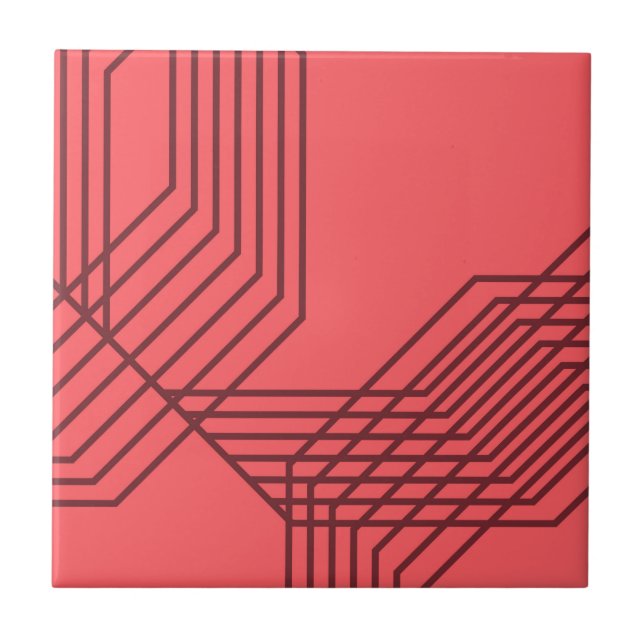 Pastel Red, simple, modern, geometric design Tile (Front)