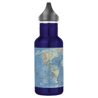 Pastel Relief World Map – Personalized 532 Ml Water Bottle