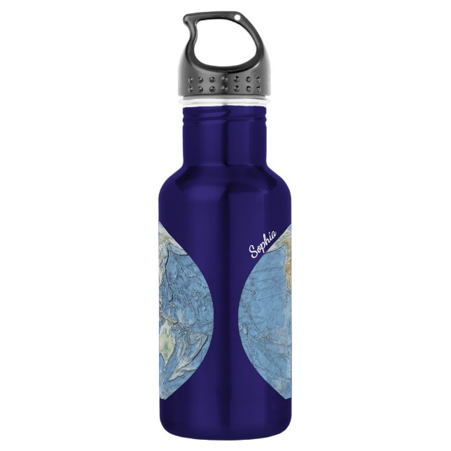 Pastel Relief World Map – Personalized 532 Ml Water Bottle (Back)