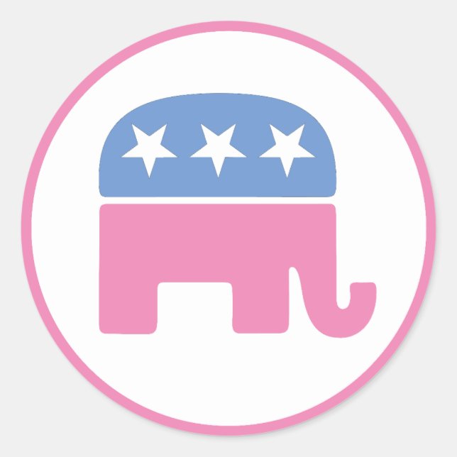 Pastel Republican Elephant Classic Round Sticker (Front)