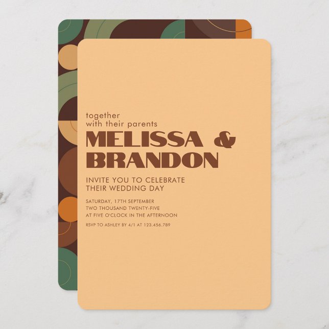 Pastel Retro 70s Groovy Wedding Invitation (Creator Uploaded)