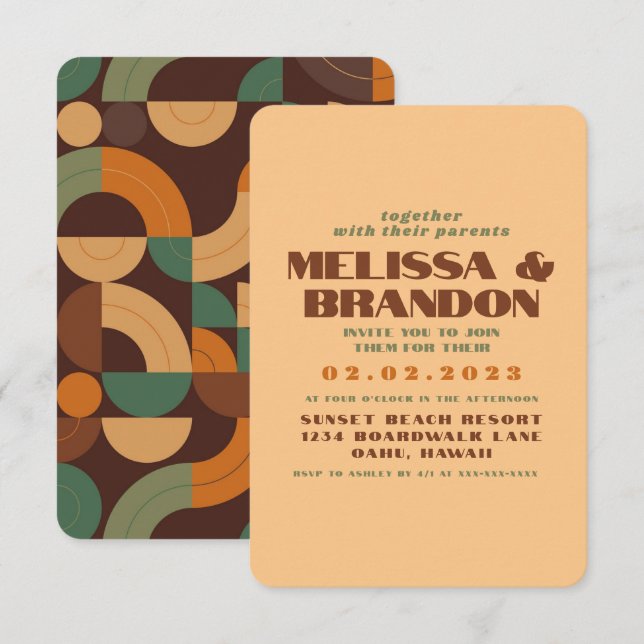 Pastel Retro 70s Wedding Invitation (Front/Back)