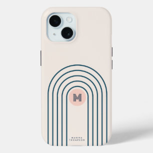 Pastel Retro Abstract Geometric Lines Arches  iPhone 15 Case