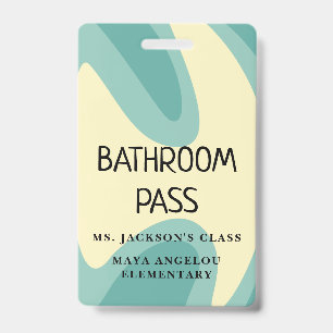 Pastel Retro Back To School Bathroom Hall Pass ID Badge