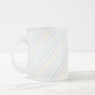 Pastel Retro Candy Stripe Frosted Glass Coffee Mug