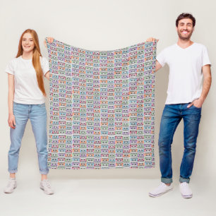 Pastel Retro Cassette Tapes Pattern Fleece Blanket