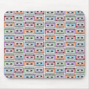 Pastel Retro Cassette Tapes Pattern Mouse Mat